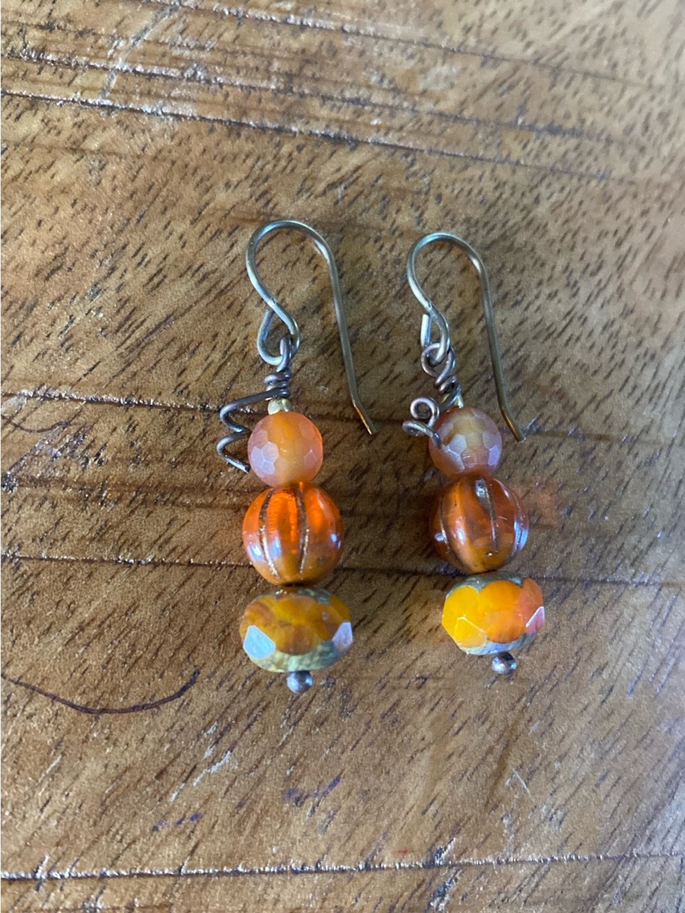 Handmade Glass Pumpkin Earrings
